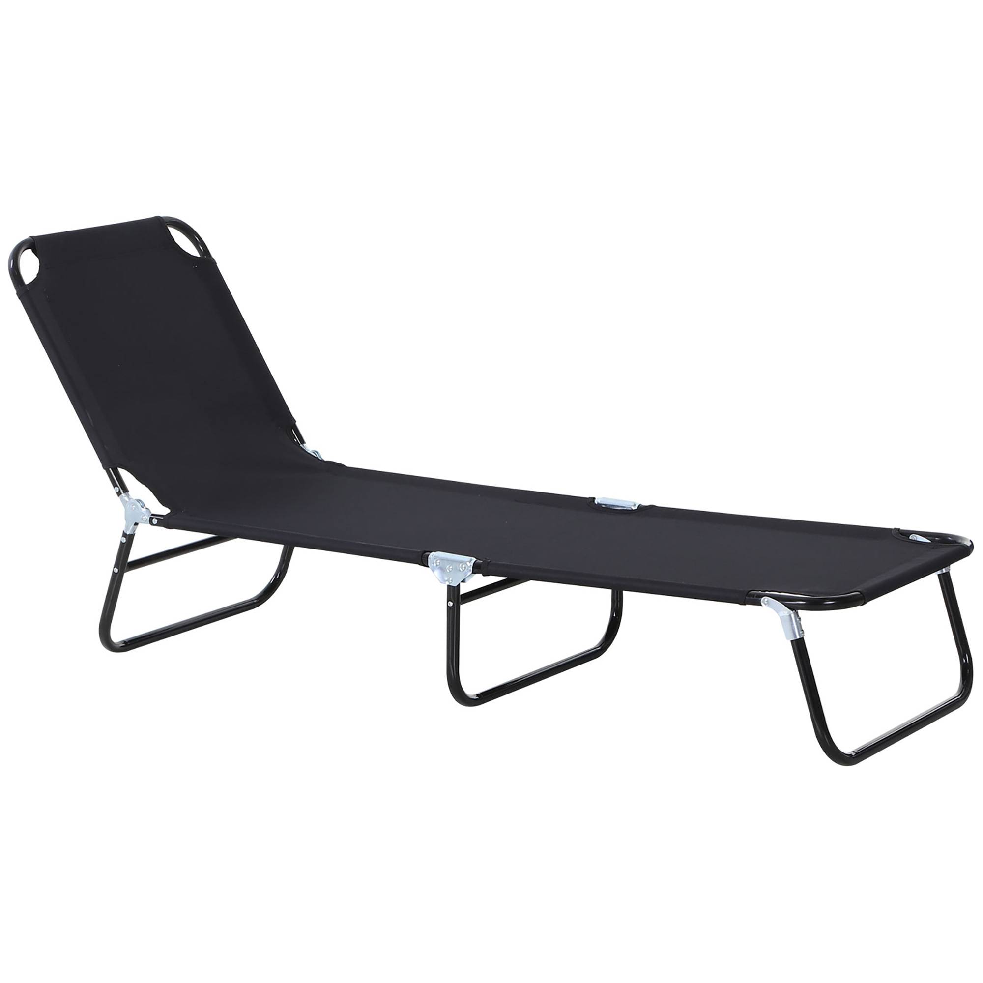 Bain de Soleil Pliable Acier Transat Jardin Dossier Réglable Noir 188cm - ComfortXL Outdoor Living - Image 2