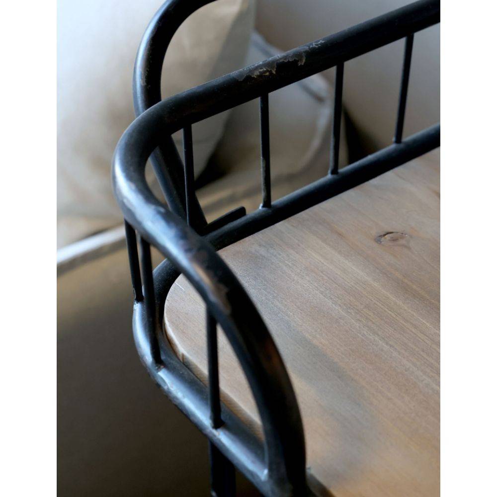Chemin De Campagne - Chariot desserte bouteille en bois marron et fer noir 125 x 46 x 92 cm Chemin de campagne - Imagen 5