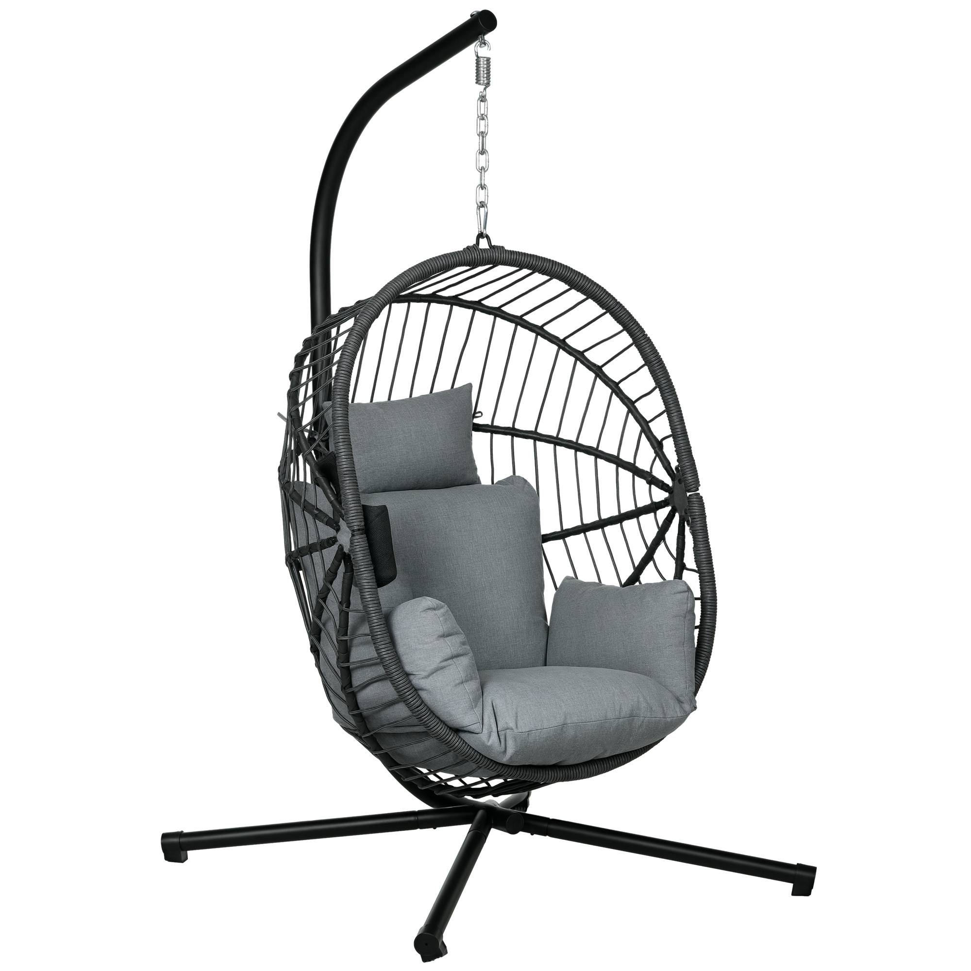 Fauteuil œuf suspendu acier gris 115 x 106 x 188 cm - PANGIVO - Image 1