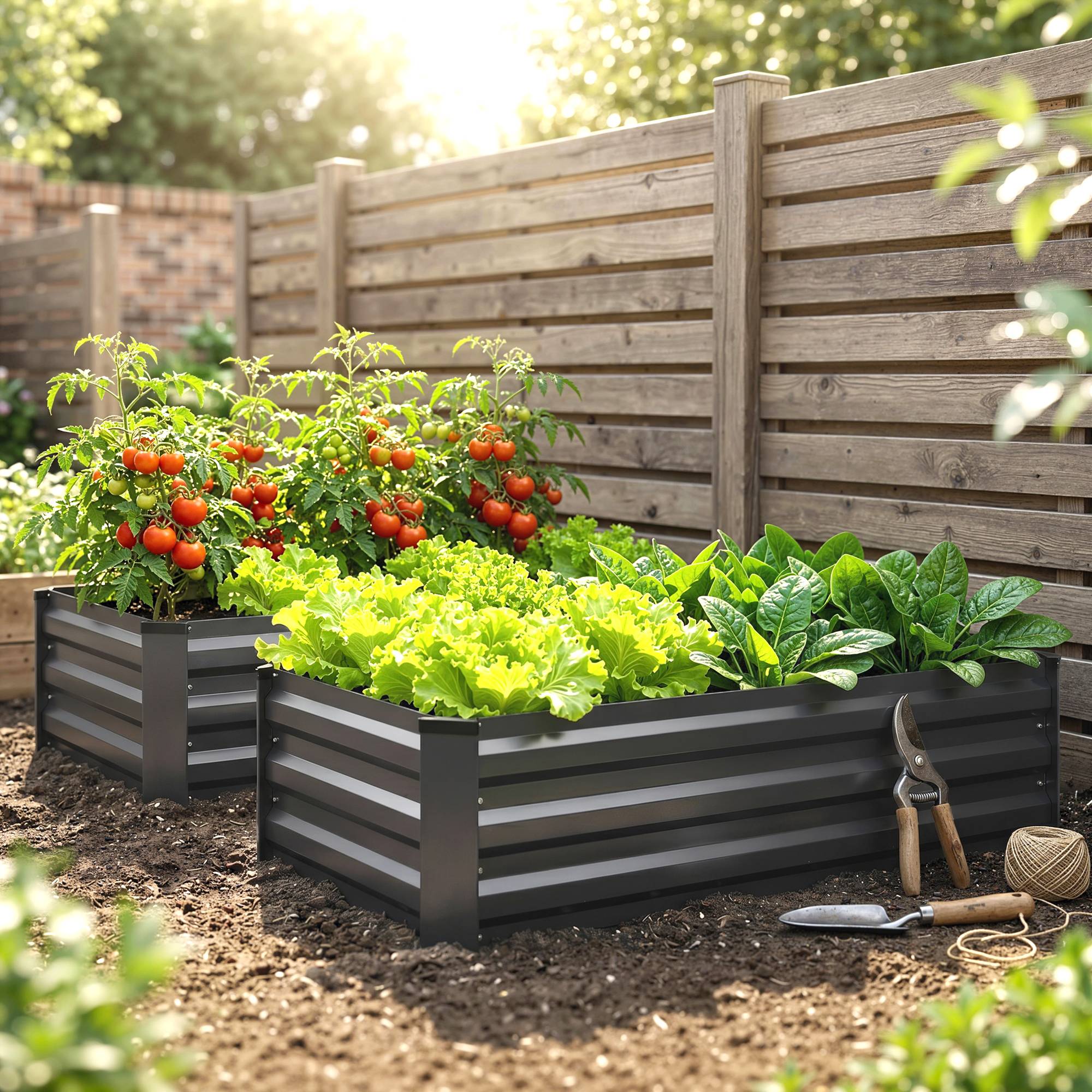 PANGIVO - Carré potager acier galvanisé gris foncé 100 x 60 x 30 cm - PANGIVO - Image 3