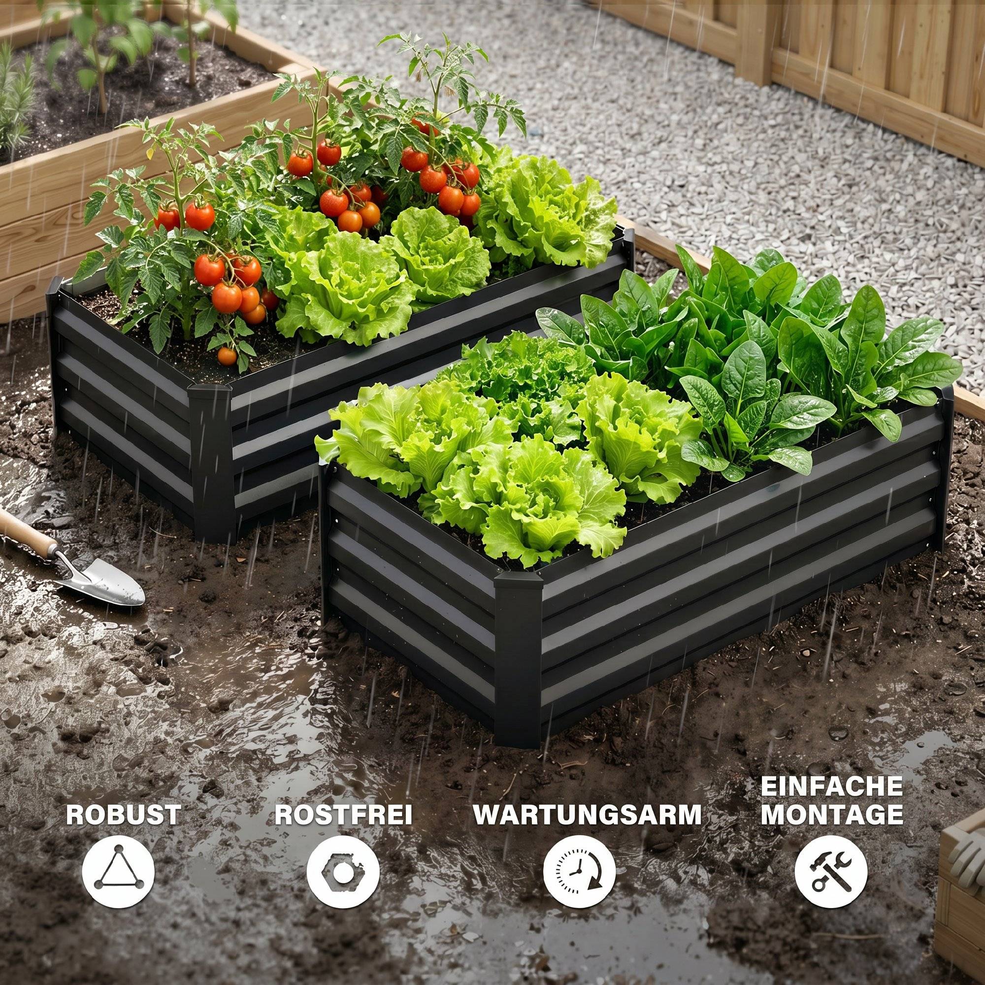 PANGIVO - Carré potager acier galvanisé gris foncé 100 x 60 x 30 cm - PANGIVO - Image 9