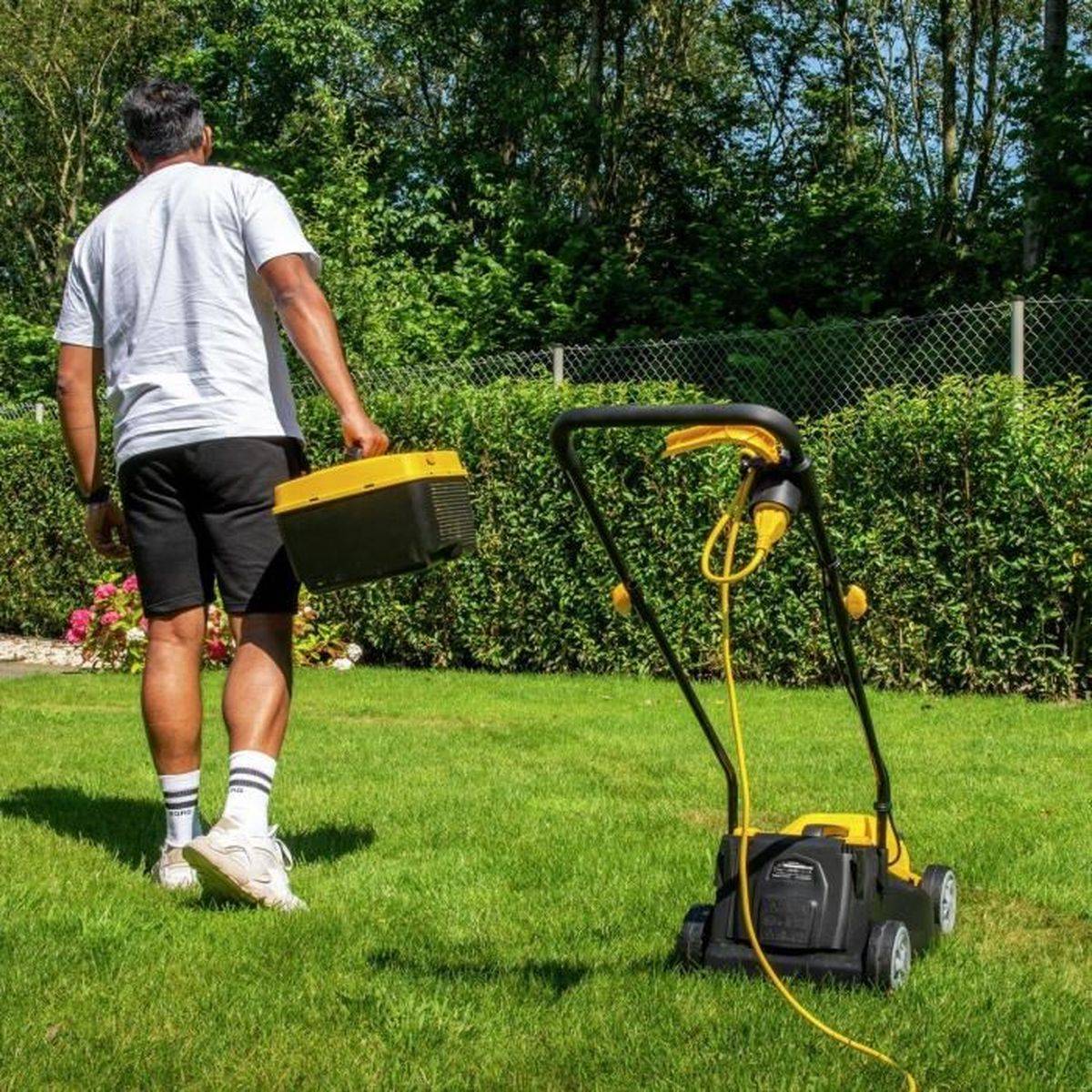 Tondeuse électrique filaire 1300 W largeur 320 mm, réglage 3 hauteurs 25-65 mm, bac 30 L - Powerplus - Image 2