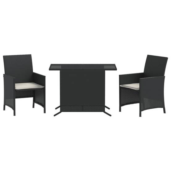 Petit Salon de Jardin Compact pour Balcon, Table Verre et 2 Chaises Résine Noire – ComfortXL Outdoor Living - Image 2