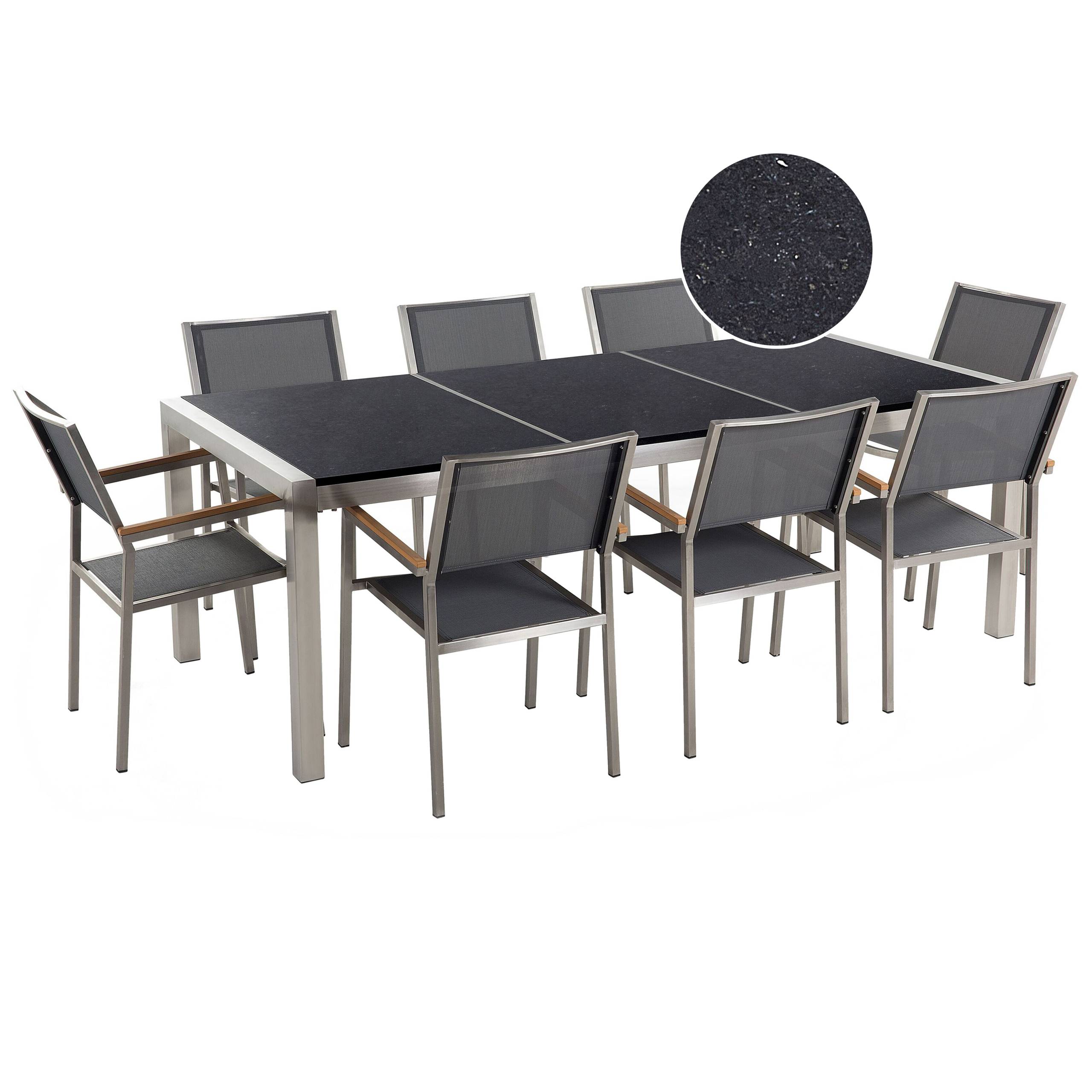 Beliani - Set de salle à manger, 8 Personnes Granit Noir/gris GROSSETO - Beliani - Imagen 2