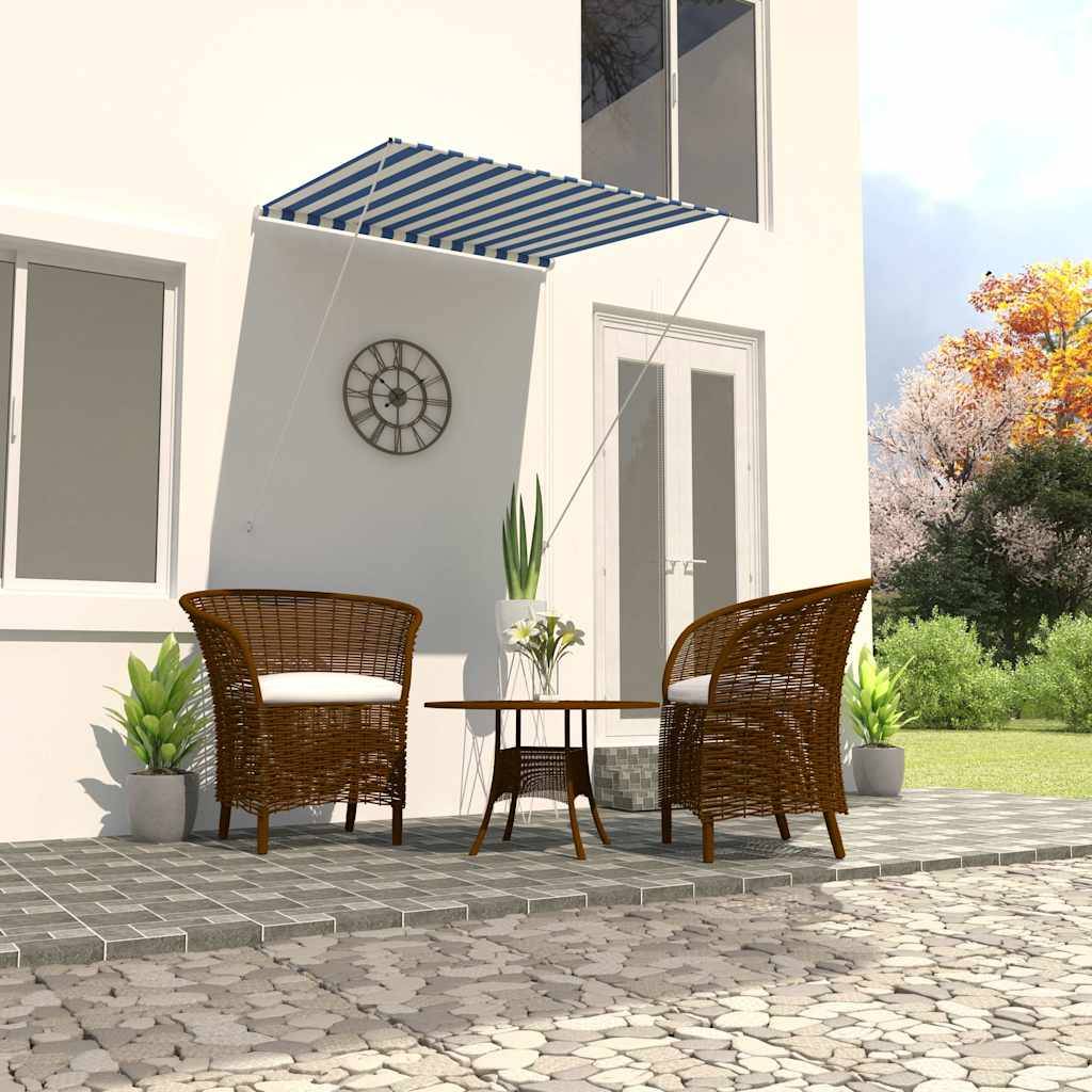 Store banne | Auvent rétractable 100x150 cm Bleu et blanc Maison Chic - Image 2
