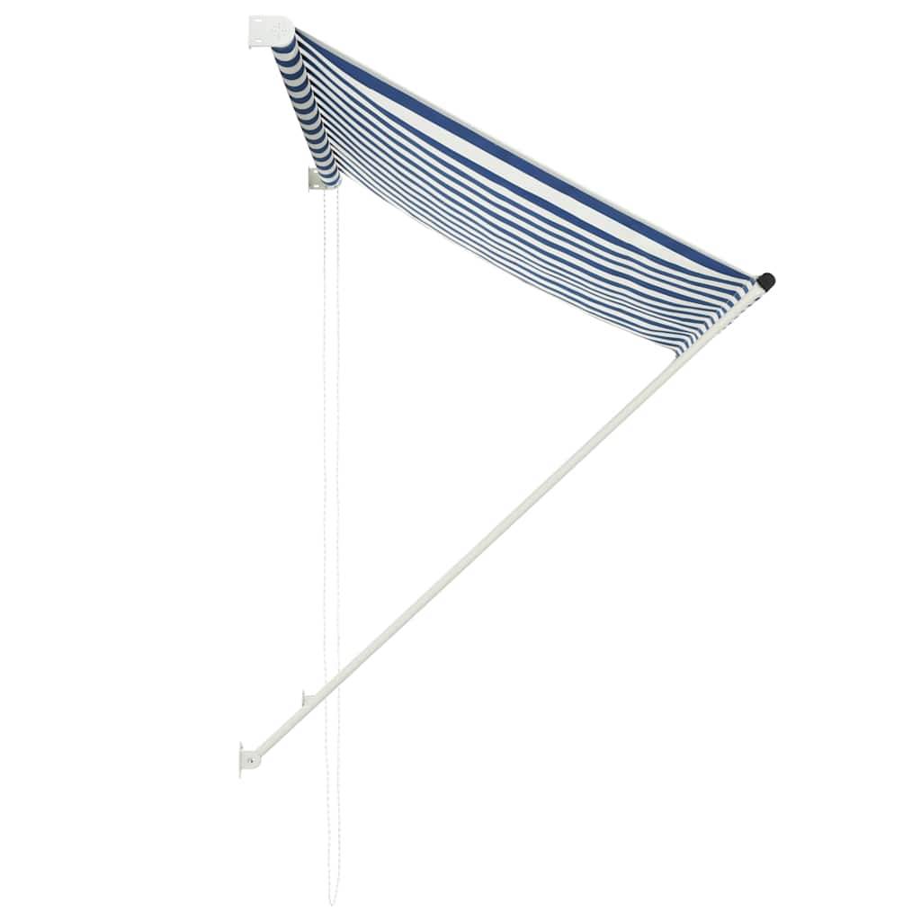 Store banne | Auvent rétractable 100x150 cm Bleu et blanc Maison Chic - Image 4