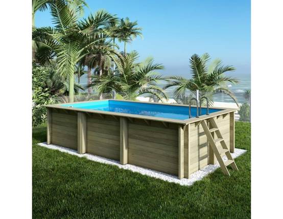 Altanka - Piscine hors sol en bois AQUA 6.1 x 2.85 - H.1.31 m, bleu pâle, fixations à visser - BAS7307OSPL - ALTANKA - Image 2