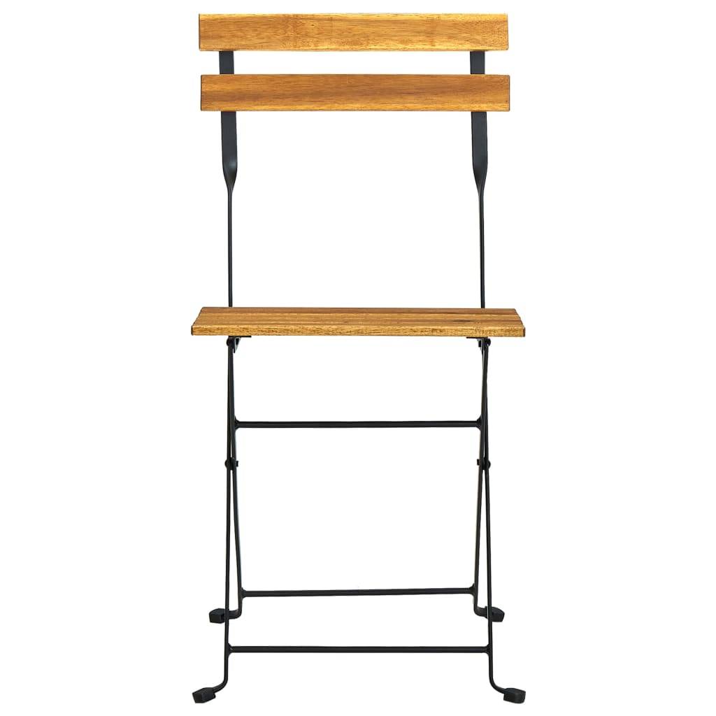 Lot de 2 chaises de jardin pliables acier et bois d'acacia marron 40 x 46 x 85 cm - PANGIVO - Image 4