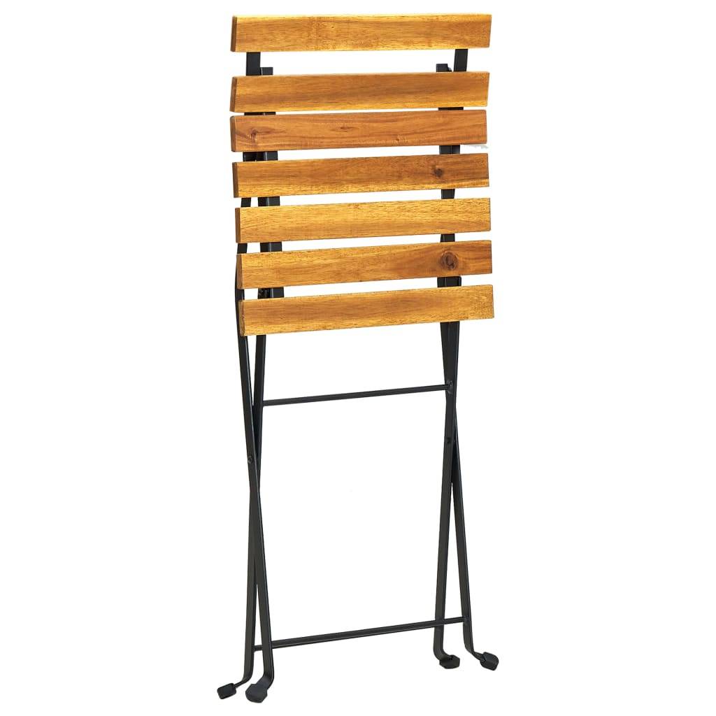 Lot de 2 chaises de jardin pliables acier et bois d'acacia marron 40 x 46 x 85 cm - PANGIVO - Image 7