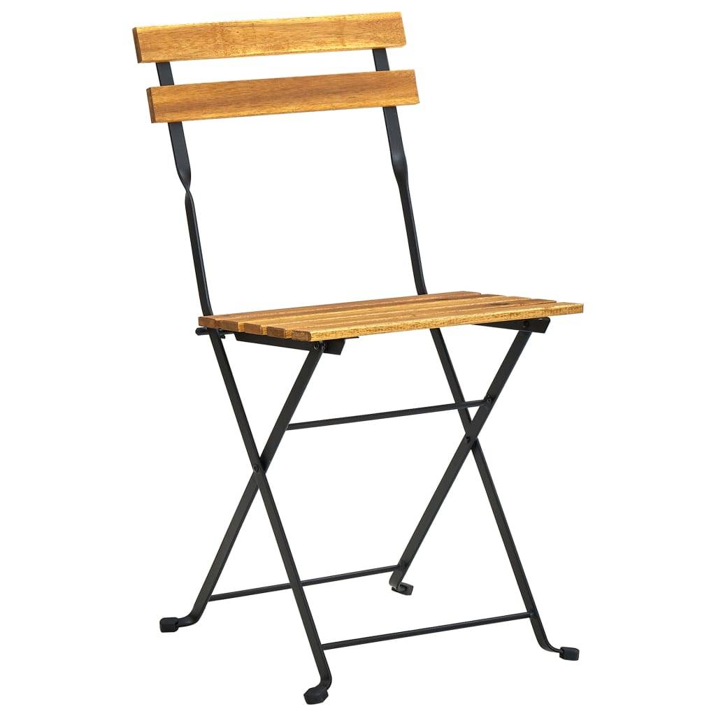 Lot de 2 chaises de jardin pliables acier et bois d'acacia marron 40 x 46 x 85 cm - PANGIVO - Image 3