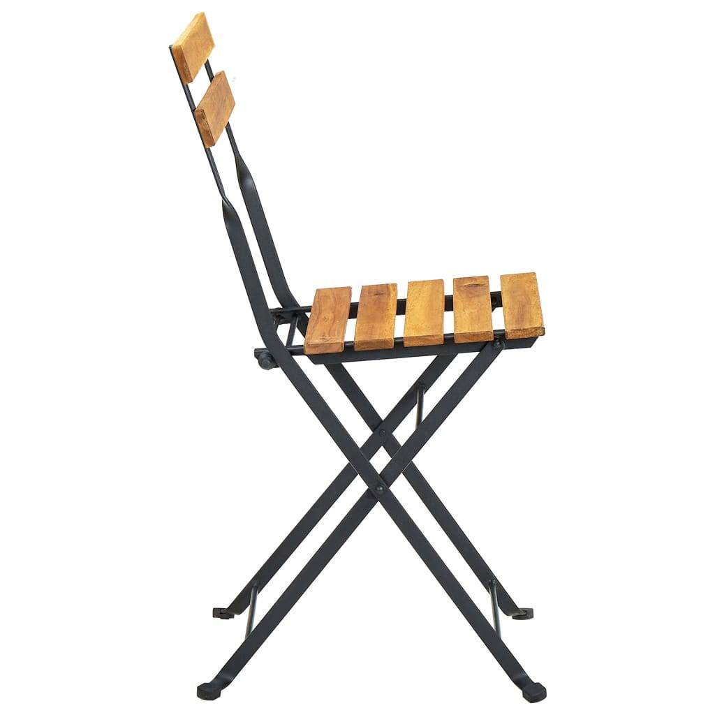 Lot de 2 chaises de jardin pliables acier et bois d'acacia marron 40 x 46 x 85 cm - PANGIVO - Image 5