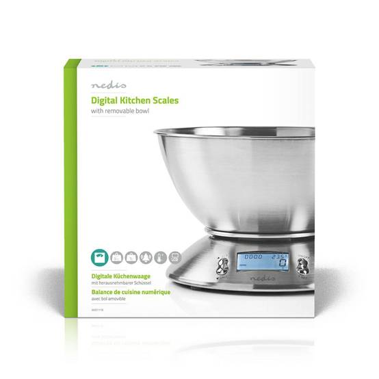 Balance de cuisine Numérique Ecran LCD Acier Bol amovible 5kg NEDIS - Imagen 4