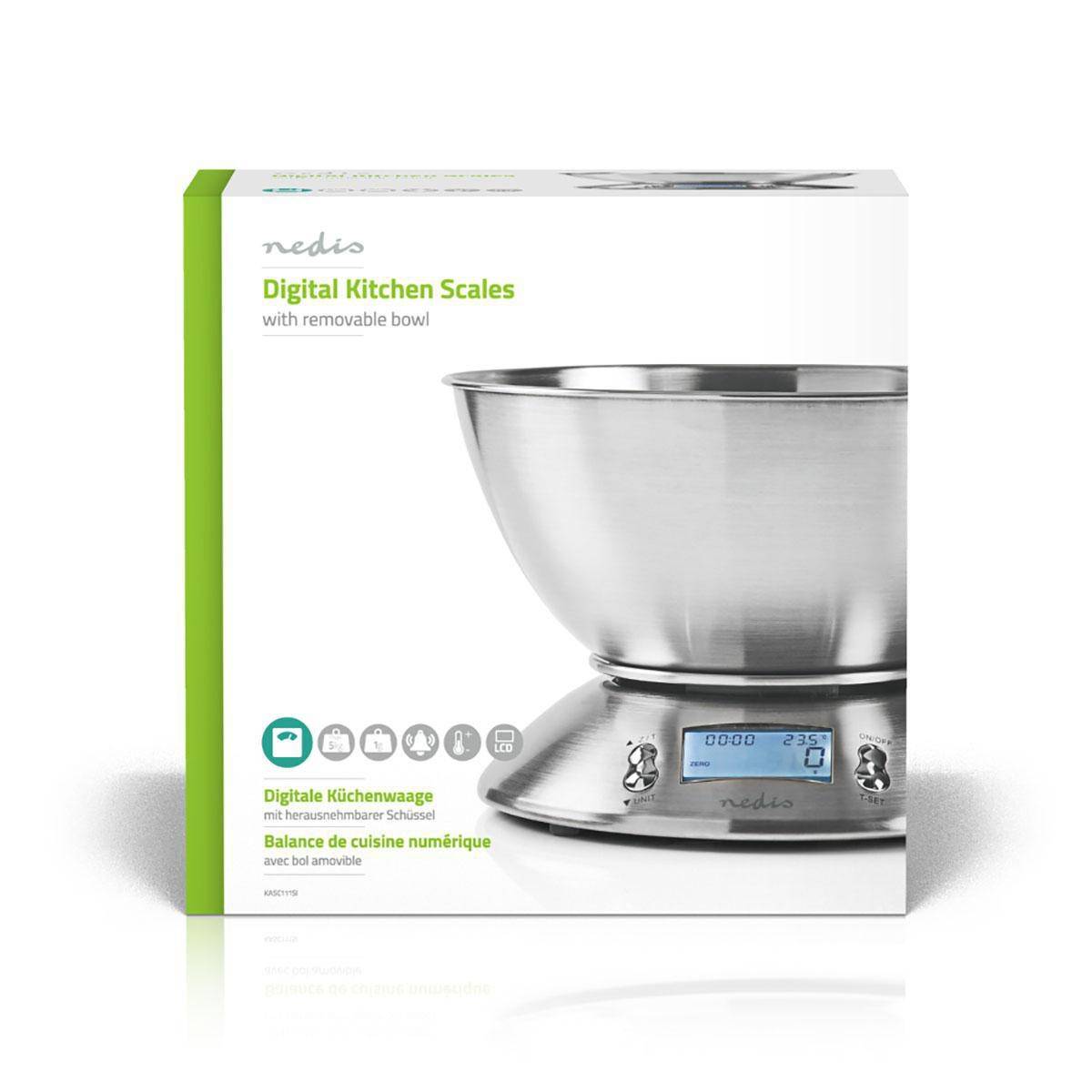 Balance de cuisine Numérique Ecran LCD Acier Bol amovible 5kg NEDIS - Imagen 4