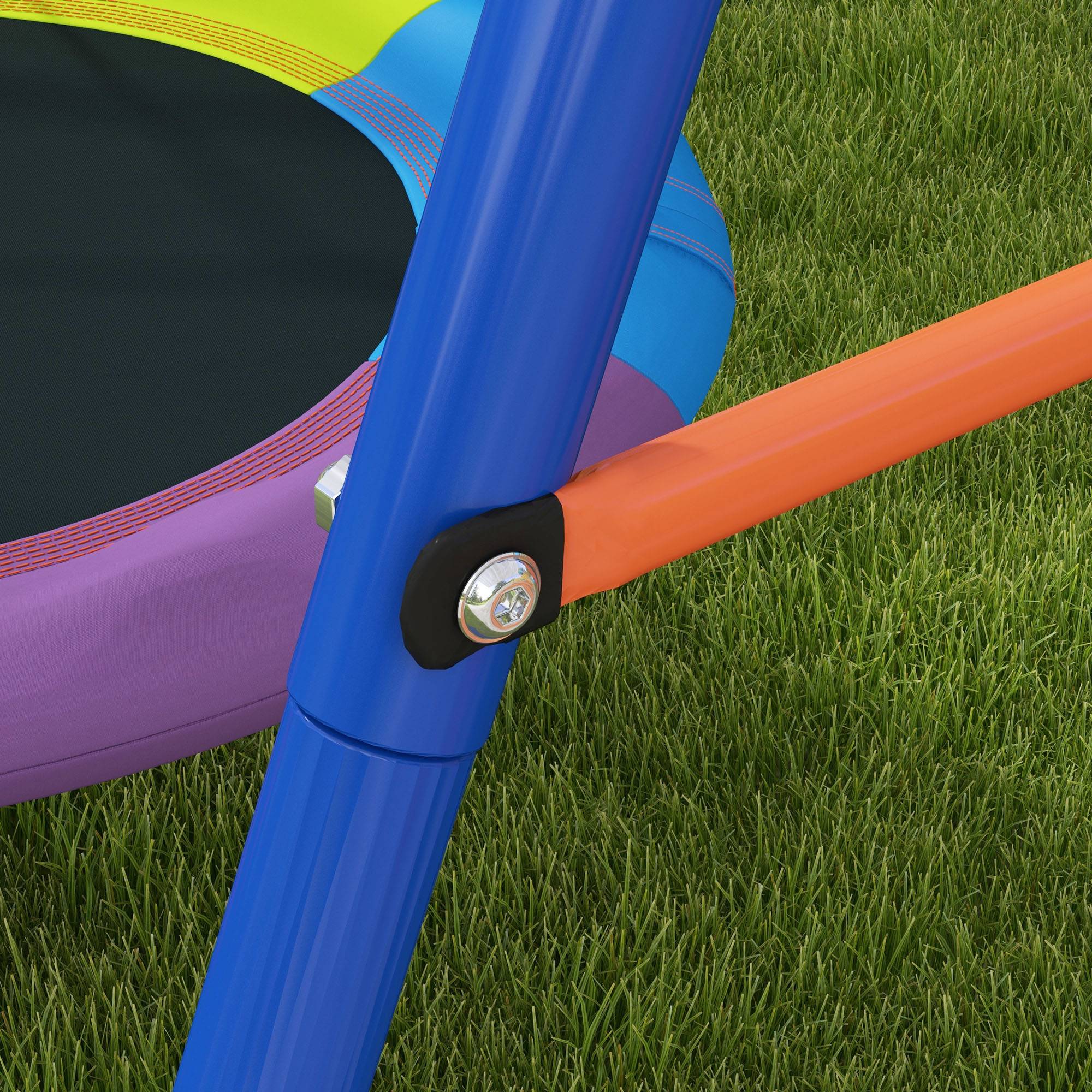 Balançoire nid jardin pour 1 à 2 enfants, métal renforcé, 196×172×180 cm, multicolore, structure robuste et stable - Image 8