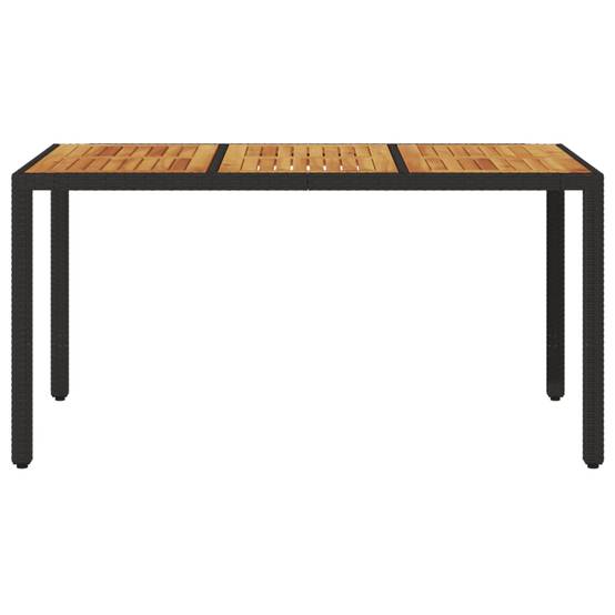 Table de Jardin Rectangulaire 150cm Noire, Plateau en Bois d'Acacia et Structure en Résine Tressée – ComfortXL Outdoor Living - Image 4