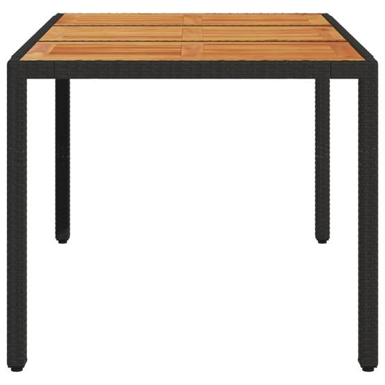 Table de Jardin Rectangulaire 150cm Noire, Plateau en Bois d'Acacia et Structure en Résine Tressée – ComfortXL Outdoor Living - Image 5