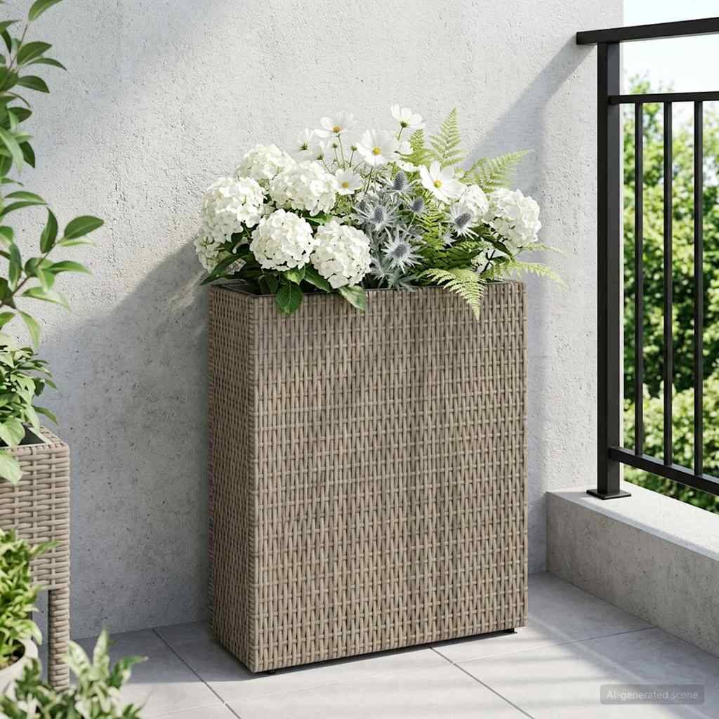 ComfortXL - Grand pot de fleurs poly rotin terrasse plantation plantes 55x70cm gris - ComfortXL Outdoor Living - Image 1
