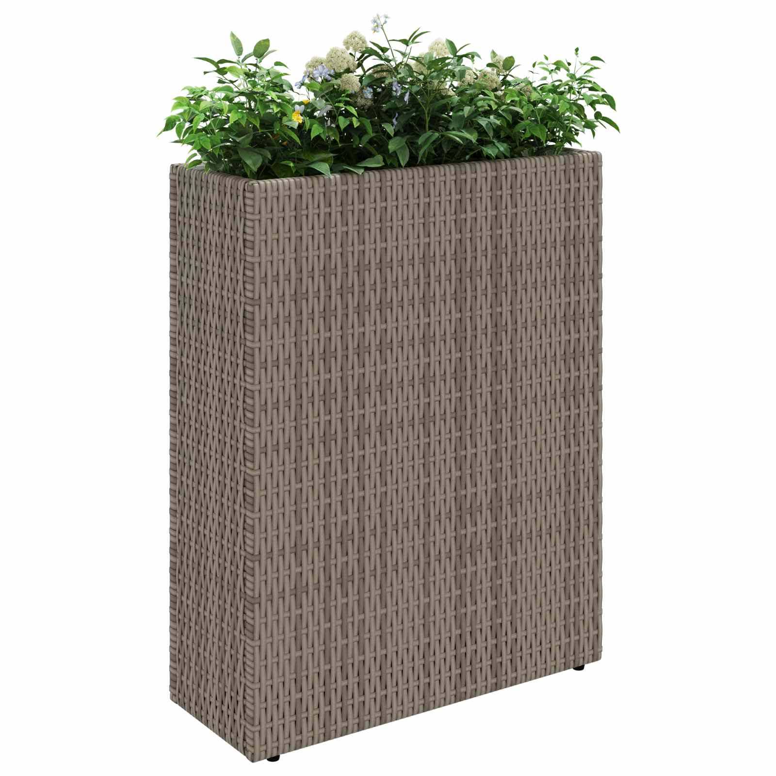 ComfortXL - Grand pot de fleurs poly rotin terrasse plantation plantes 55x70cm gris - ComfortXL Outdoor Living - Image 3