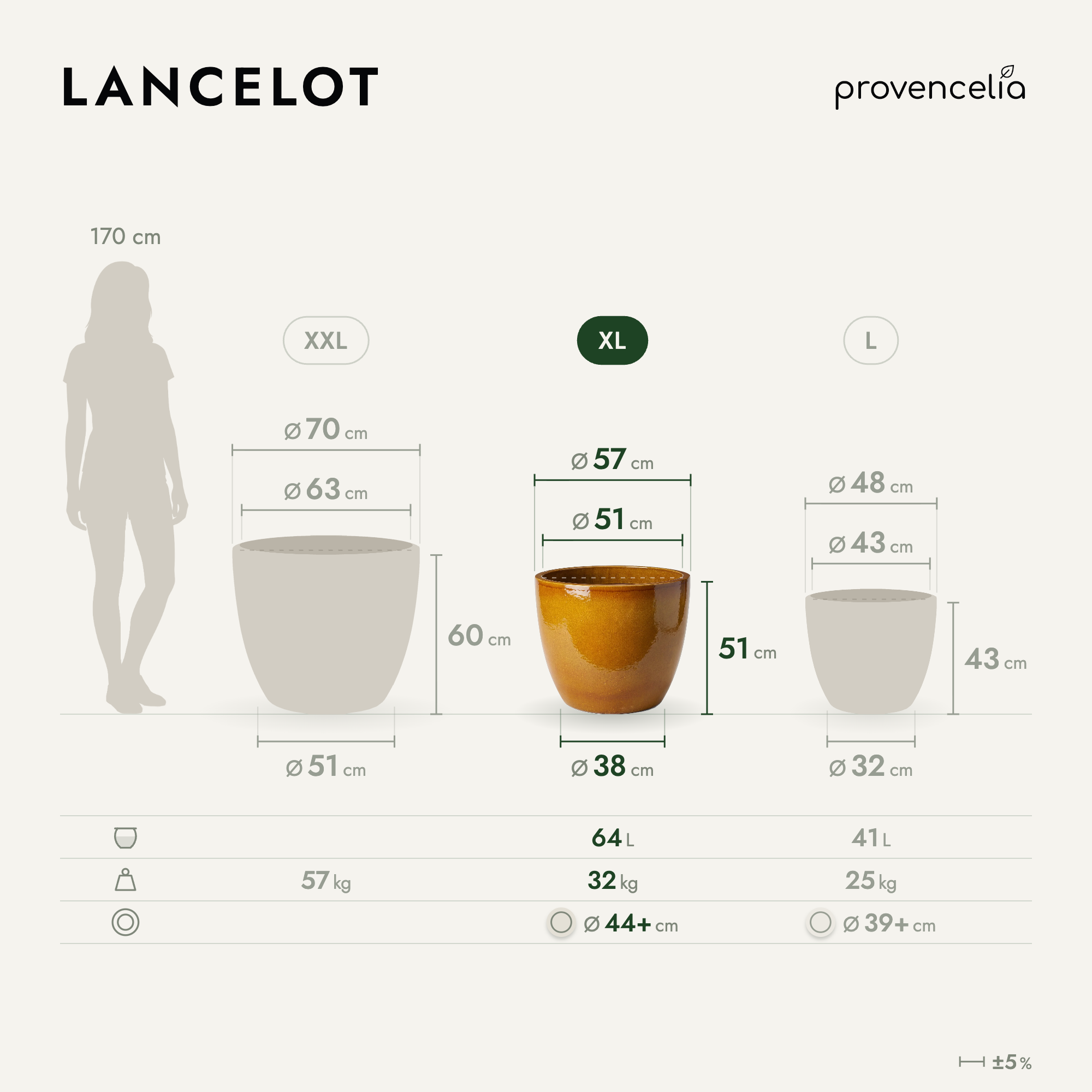 Provencelia - Pot LANCELOT 58x51cm miel - Image 2