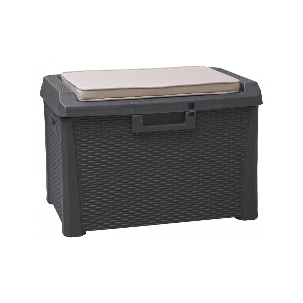 Coffre de jardin 125L Coussin compris Effet rotin L73xP50xH49 cm Résine Résiste au gel, intempéries et UV - Imagen 1
