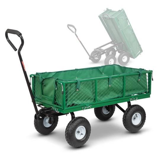 Elem Garden Technic - Chariot de jardin en acier avec bâche amovible et benne basculante 108 x 50 x 95cm - Elem Garden - Image 1