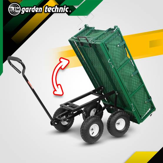 Elem Garden Technic - Chariot de jardin en acier avec bâche amovible et benne basculante 108 x 50 x 95cm - Elem Garden - Image 3