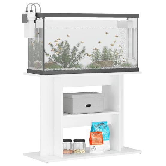 Meuble Aquarium Bois d'Ingénierie Support de Rangement Stable 80x35x60 cm Blanc - ComfortXL Outdoor Living - Image 3