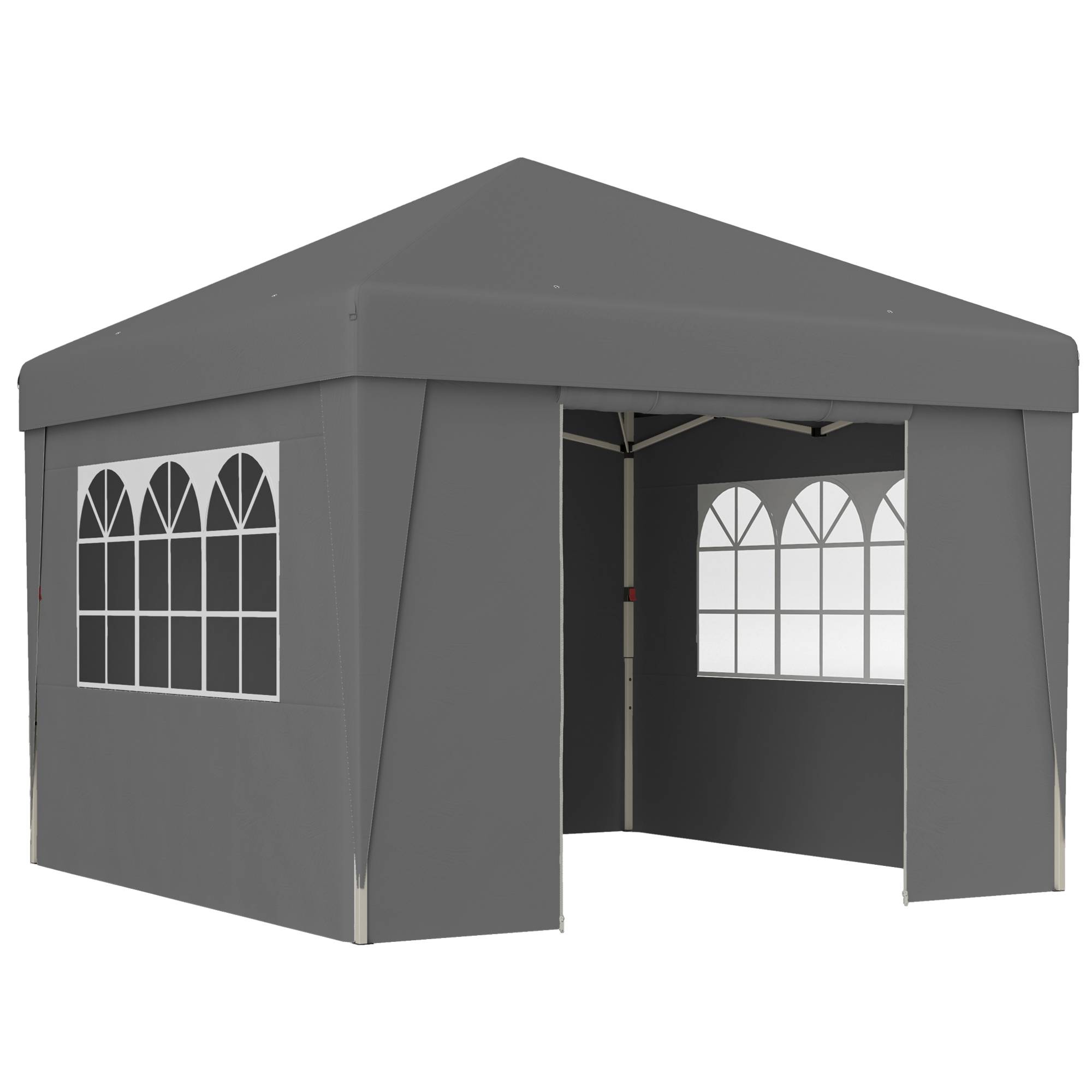 Outsunny - Tonnelle de jardin pop-up pliante 3x3m anti-UV 30+ avec fenêtres parois latérales sac de transport et sacs de sable anthracite - Outsunny