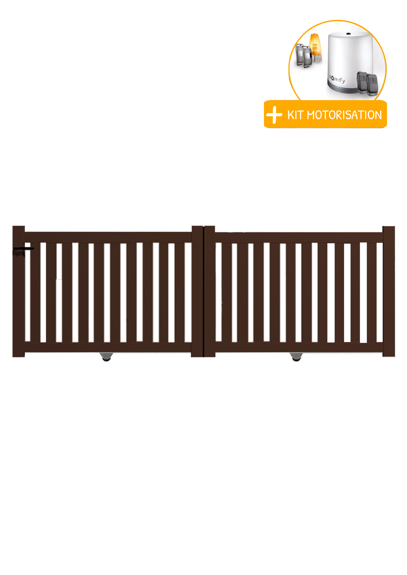 Portail Packit - Portail alu coulissant ajouré en kit+MOT dim. L.3000 (entre piliers) X H.1200 mm  Marron (RAL 1247)