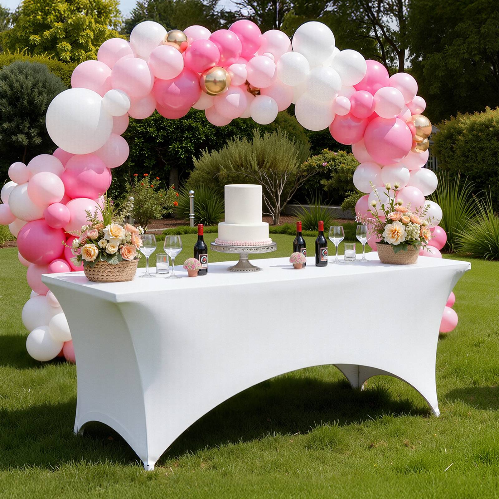 Vevor - VEVOR Nappe extensible en polyester et élasthanne 244 x 76 x 76 cm 6 pcs blanc - Image 8