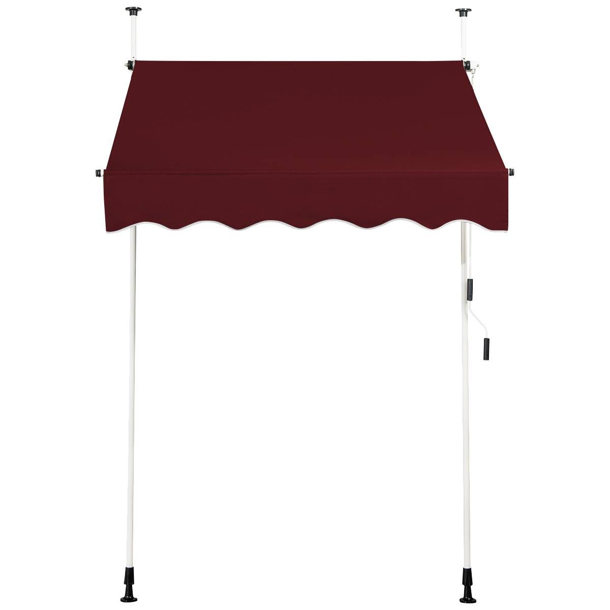 Costway - Store Banne Manuel Hauteur Réglable 200-300CM, Auvent Rétractable150x125CM sans Perçage en Métal et Tissu Oxford pour Fenêtre,Terrasse, Rouge - Image 1