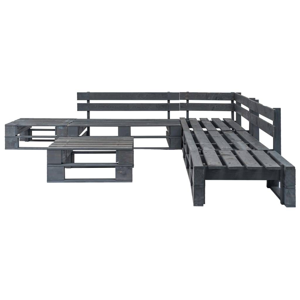 Salon de Jardin Palette en Bois 6 Pièces Modulable pour Extérieur Gris – ComfortXL Outdoor Living - Image 2