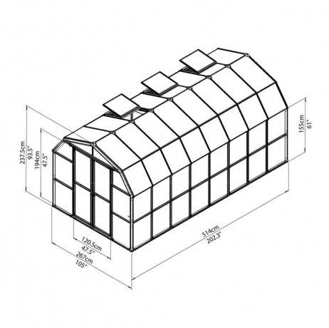 Canopia - Serre de jardin en polycarbonate Rion Grand Gardener 13,72 m², Ancrage au sol Oui - Image 3