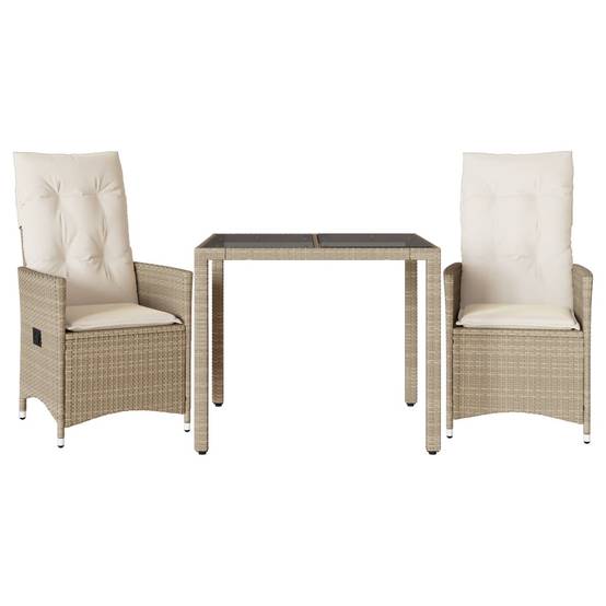 Salon de Jardin 2 Personnes en Résine Tressée Beige Fauteuils Inclinables – ComfortXL Outdoor Living - Image 2