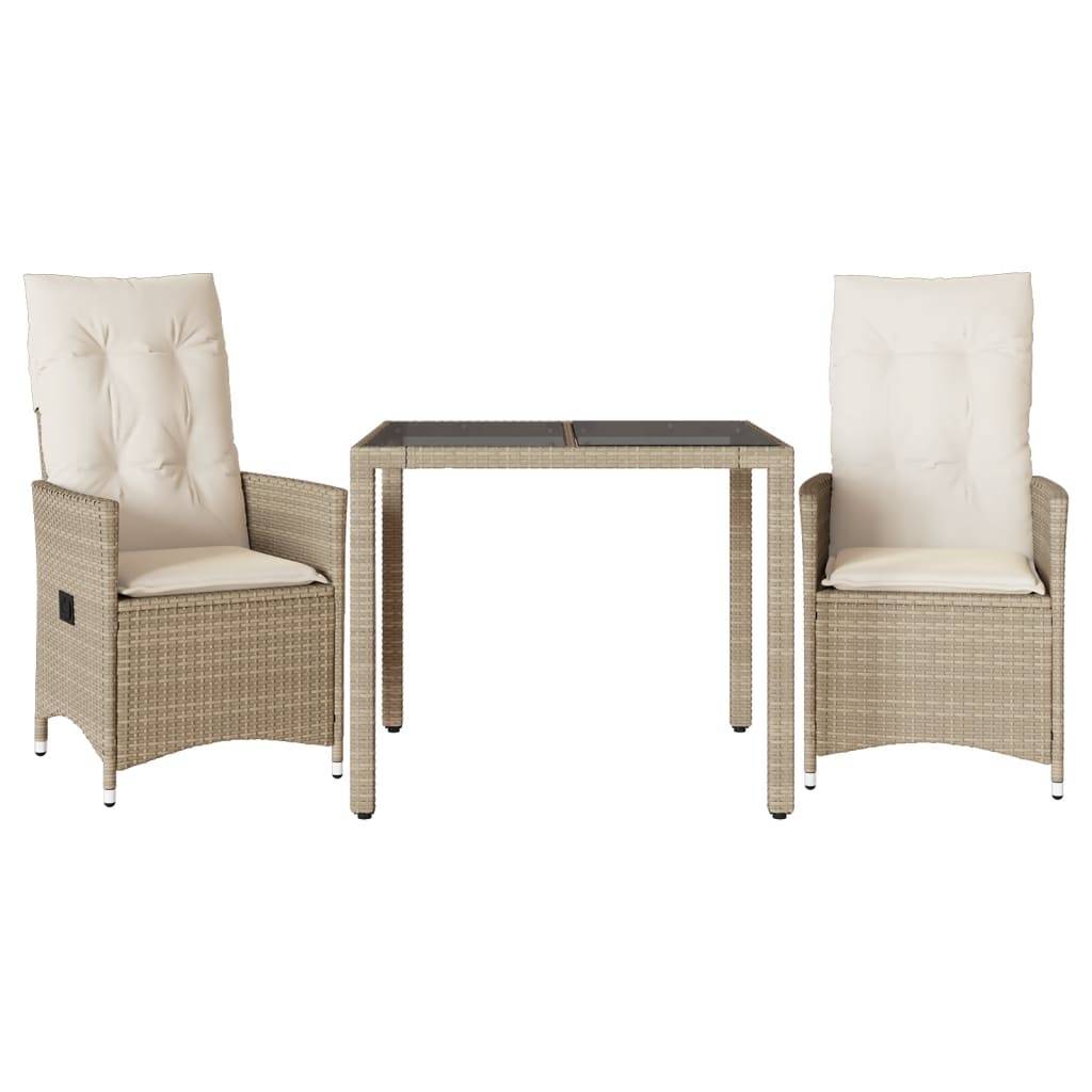 Salon de Jardin 2 Personnes en Résine Tressée Beige Fauteuils Inclinables – ComfortXL Outdoor Living - Image 2