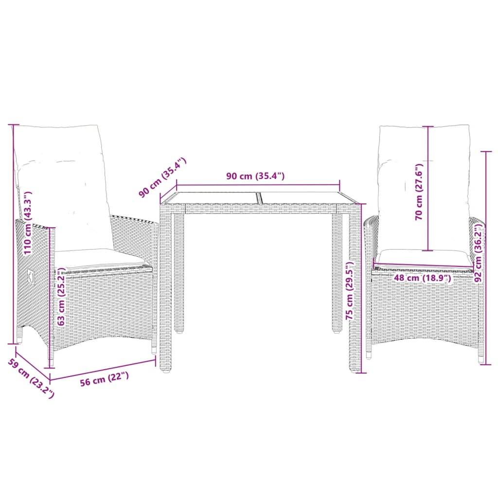 Salon de Jardin 2 Personnes en Résine Tressée Beige Fauteuils Inclinables – ComfortXL Outdoor Living - Image 7