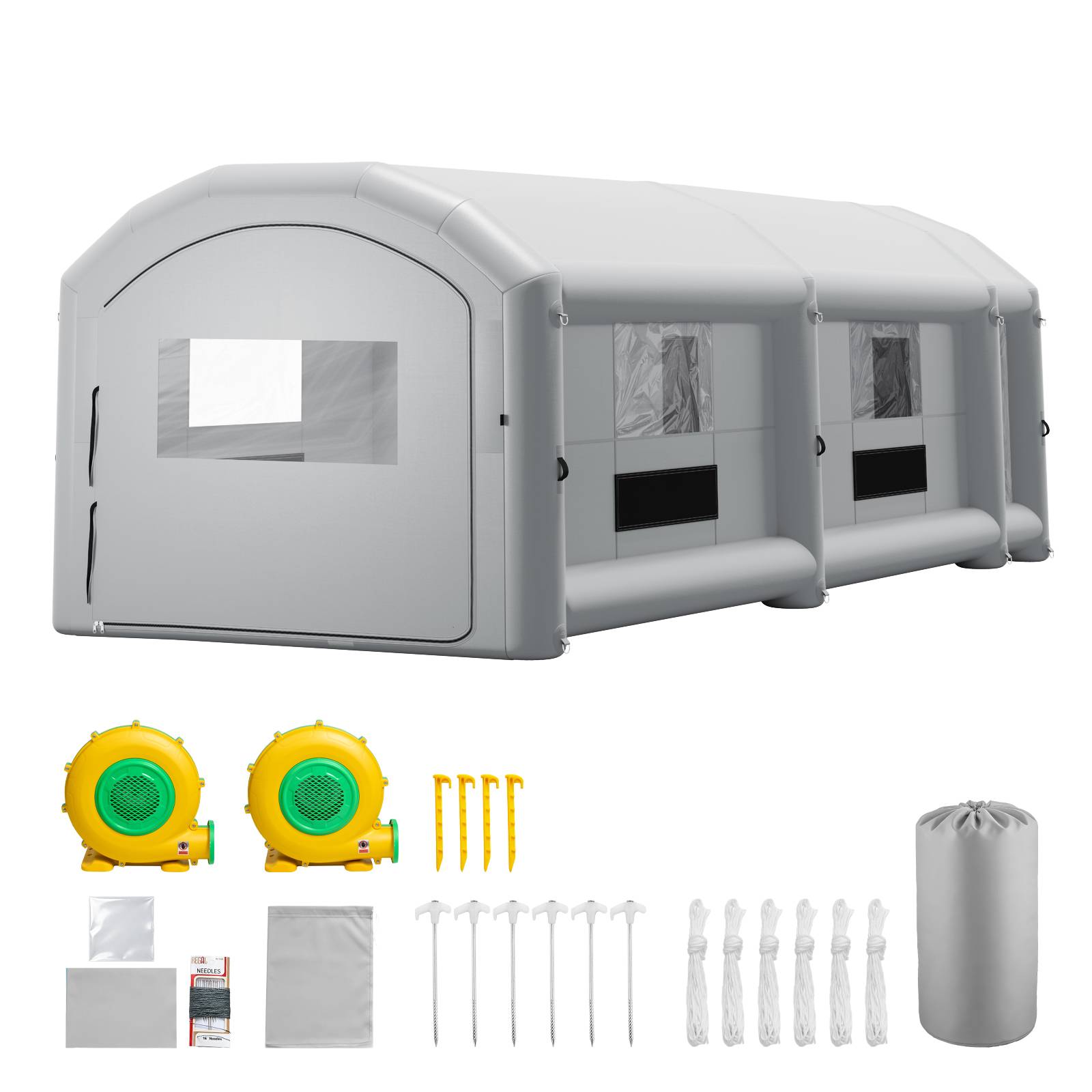 Vevor - VEVOR Cabine Peinture Gonflable 12x5x4m, Souffleurs 950W+1100W Gris, Filtre Coton Vestiaire, Voiture