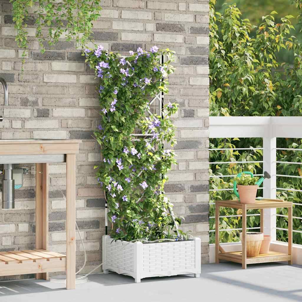 ComfortXL - Pot de fleurs haut en acier avec irrigation pour entrée et balcon Blanc 40x40x126 cm – ComfortXL Outdoor Living - Image 1