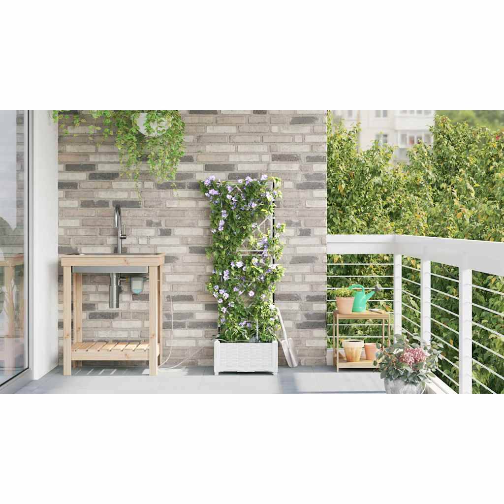 ComfortXL - Pot de fleurs haut en acier avec irrigation pour entrée et balcon Blanc 40x40x126 cm – ComfortXL Outdoor Living - Image 4