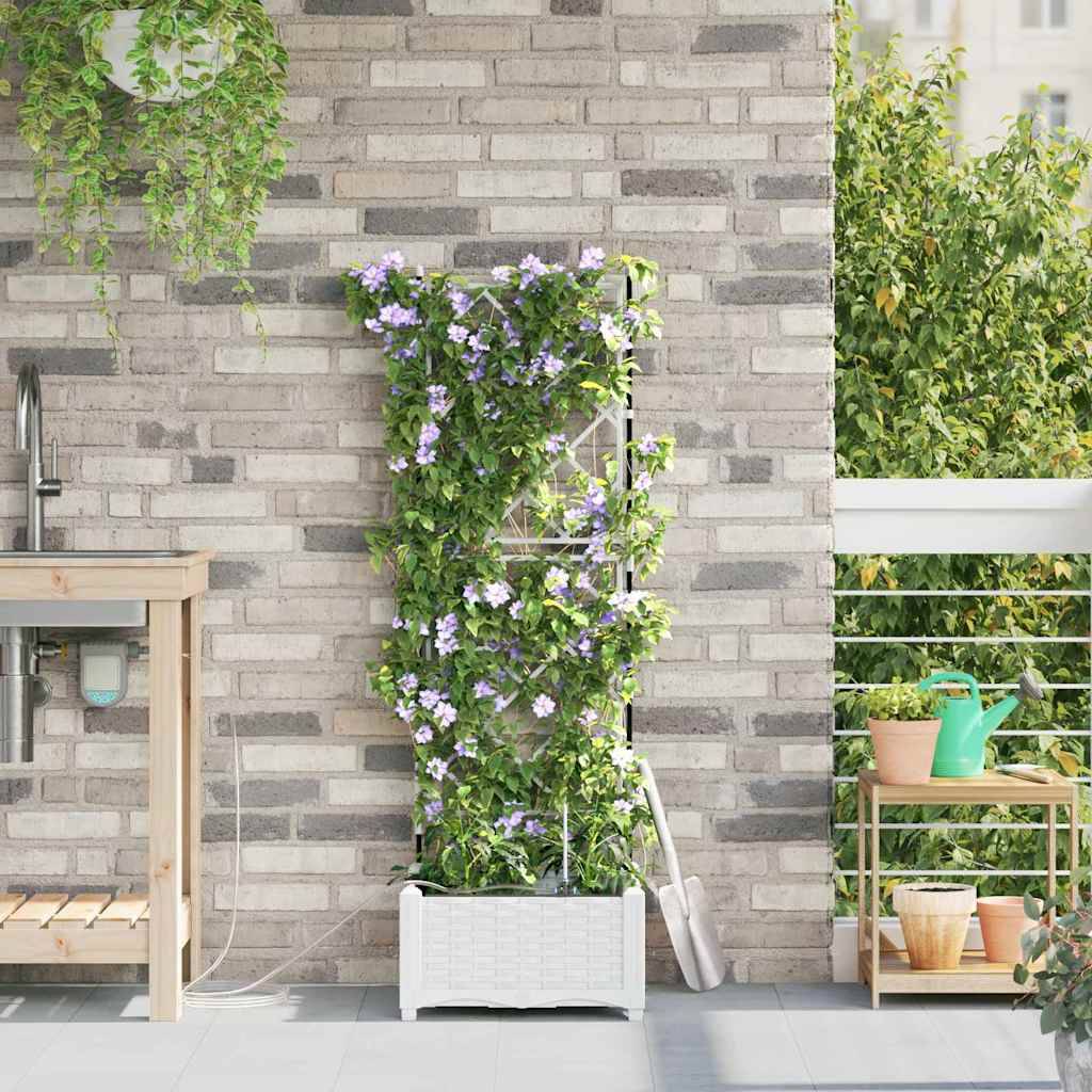 ComfortXL - Pot de fleurs haut en acier avec irrigation pour entrée et balcon Blanc 40x40x126 cm – ComfortXL Outdoor Living - Image 3