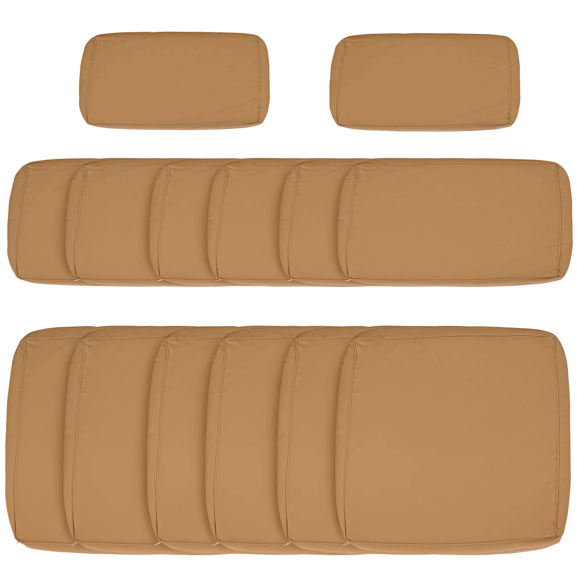 Lot de 14 Housses de Rechange Coussins Salon de Jardin - 6 Housses Coussin d'assise, 8 Housses Coussin Dossier Marron