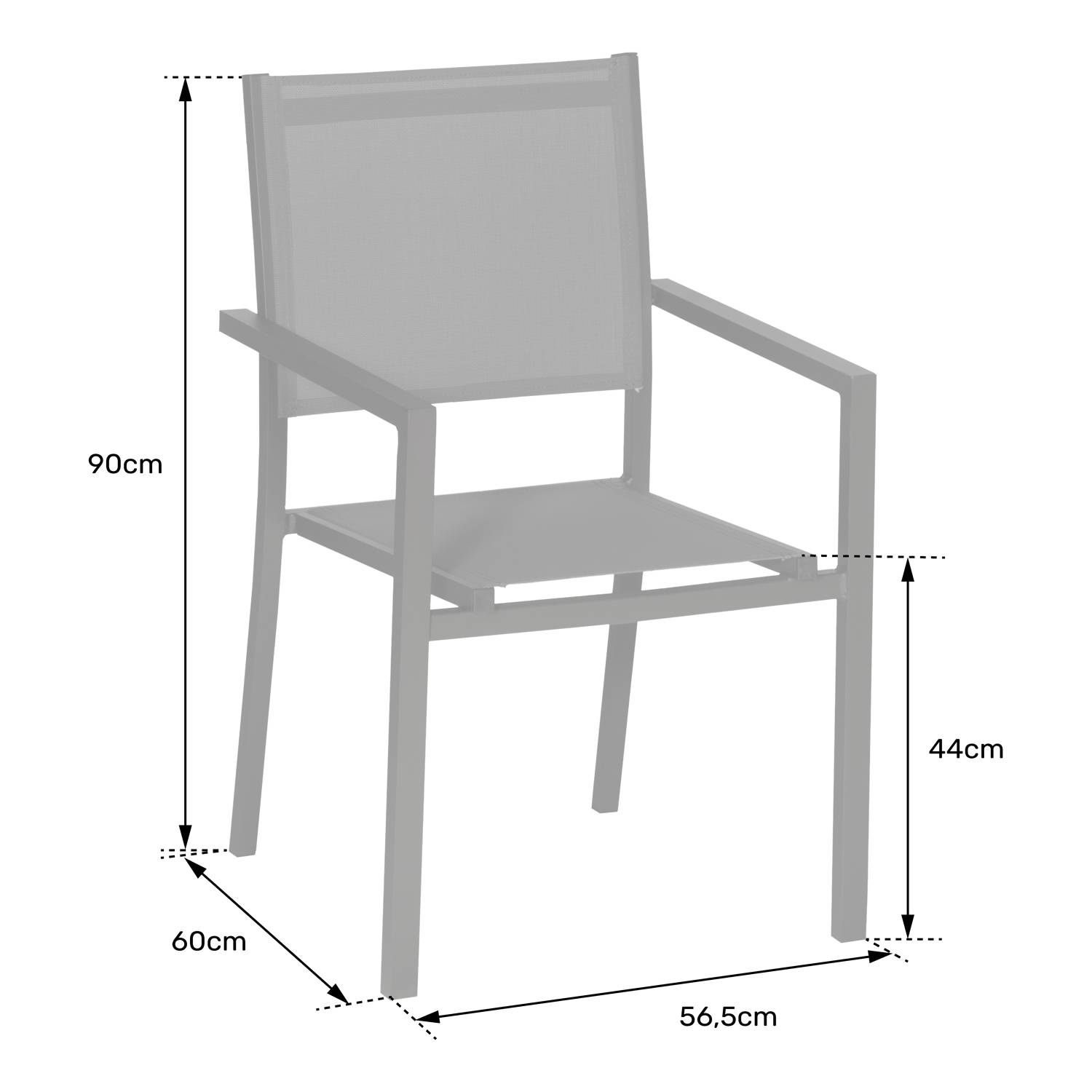 Happy Garden - Lot de 10 chaises en aluminium taupe - textilène taupe - HAPPY GARDEN - Imagen 7