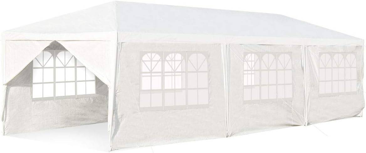 Costway - Tonnelle de Jardin 3x9m inclut 6 Murs Amovibles avec Fenêtre sur Côté, Abri Robuste avec Piquets de Terre - Image 1
