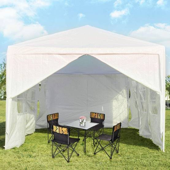 Costway - Tonnelle de Jardin 3x9m inclut 6 Murs Amovibles avec Fenêtre sur Côté, Abri Robuste avec Piquets de Terre - Image 9