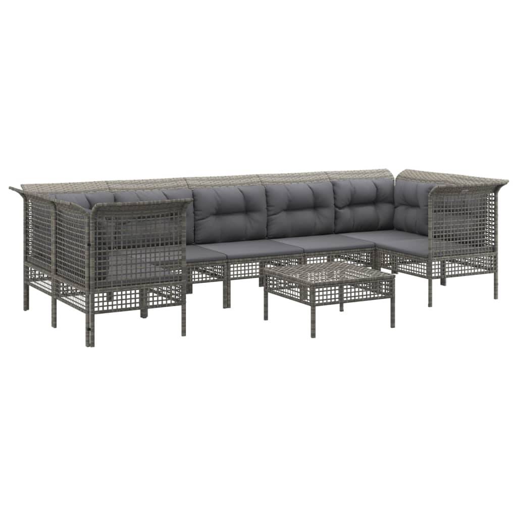Helloshop26 - Salon de jardin meuble d'extérieur ensemble de mobilier 8 pièces avec coussins gris résine tressée - Imagen 1