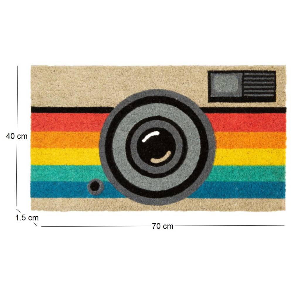 Fisura - Paillasson déco en fibres de coco 70 x 40 cm Retro camera Fisura - Imagen 4