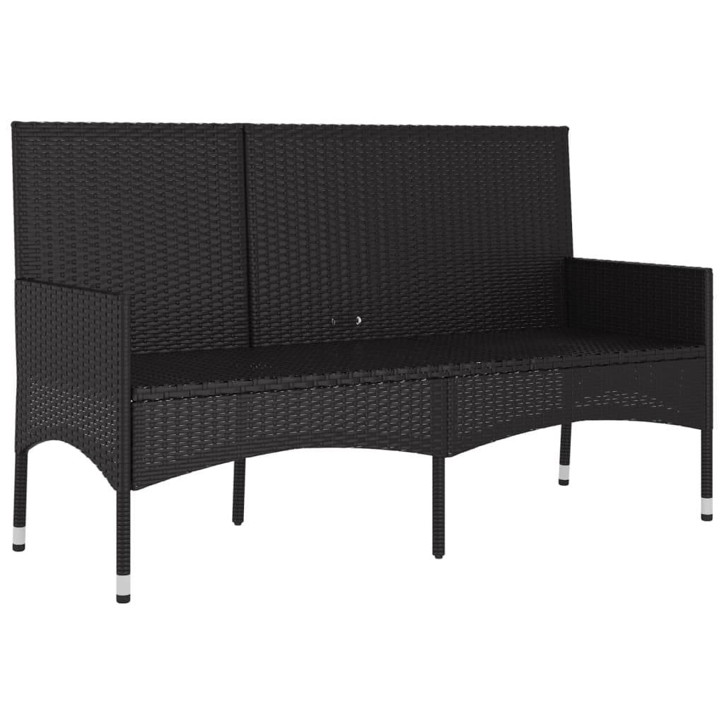 Helloshop26 - Banc de jardin meuble de patio d'extérieur terrasse à 3 places 140 x 51 x 85 cm avec coussins noir résine tressée - Imagen 3