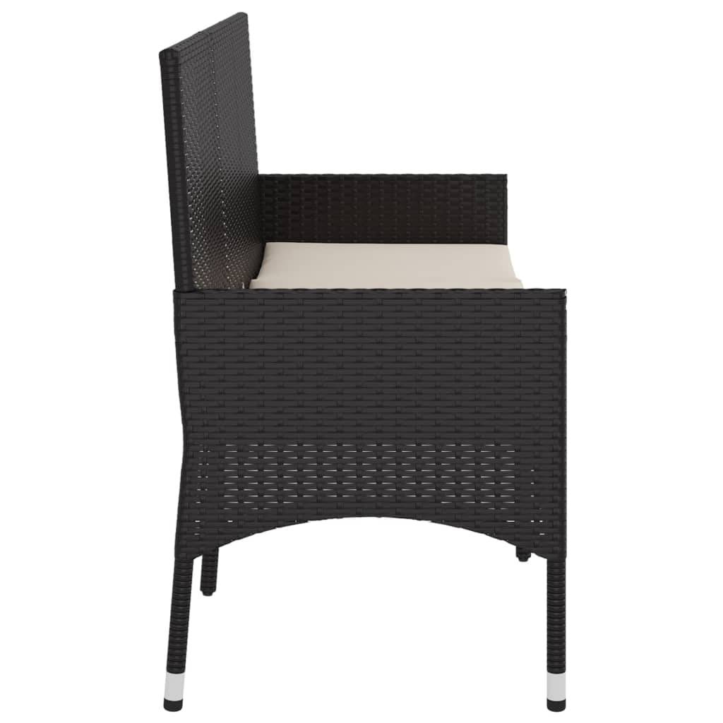 Helloshop26 - Banc de jardin meuble de patio d'extérieur terrasse à 3 places 140 x 51 x 85 cm avec coussins noir résine tressée - Imagen 4