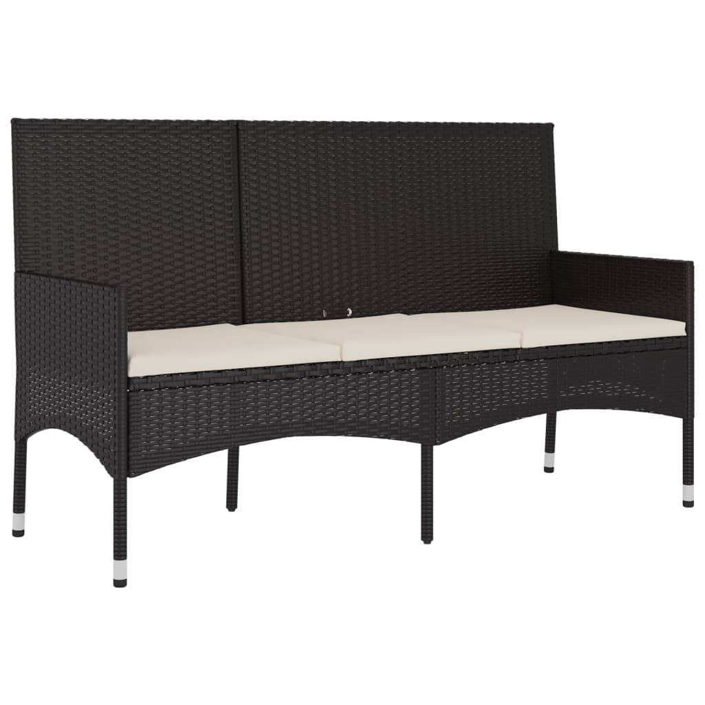 Helloshop26 - Banc de jardin meuble de patio d'extérieur terrasse à 3 places 140 x 51 x 85 cm avec coussins noir résine tressée - Imagen 1