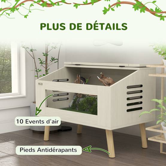 Terrarium panneaux de particules naturel 80 x 50 x 60 cm - PANGIVO - Image 9